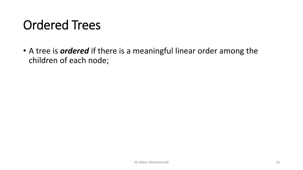 ordered trees ordered trees