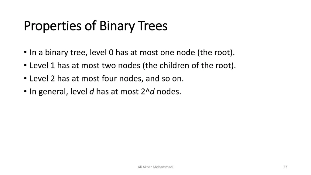 properties of binary trees properties of binary