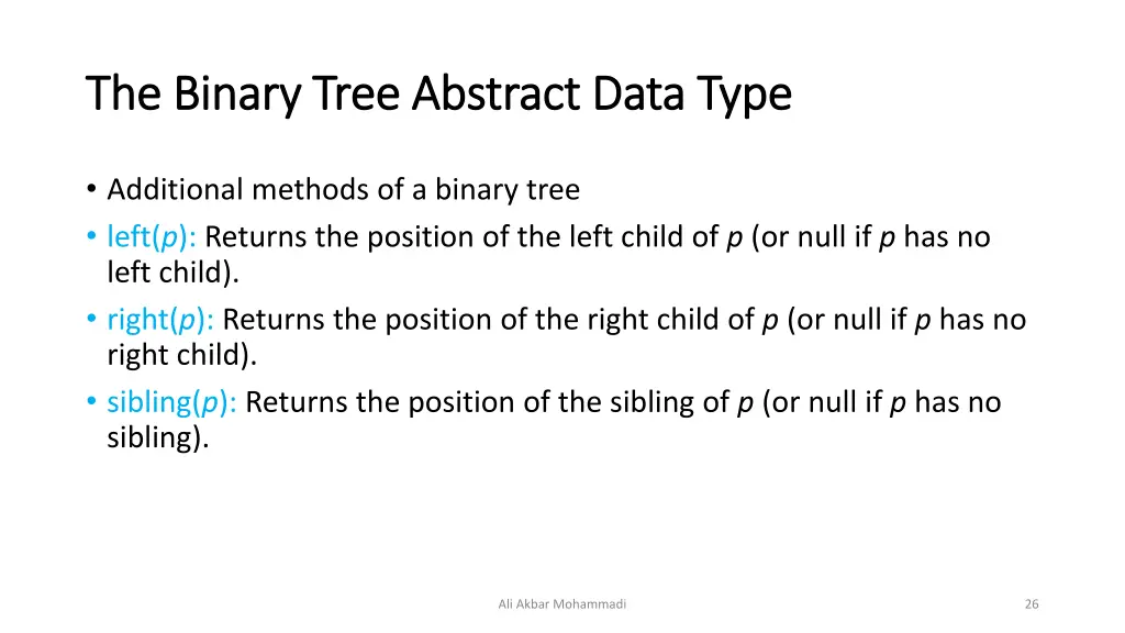 the binary tree abstract data type the binary