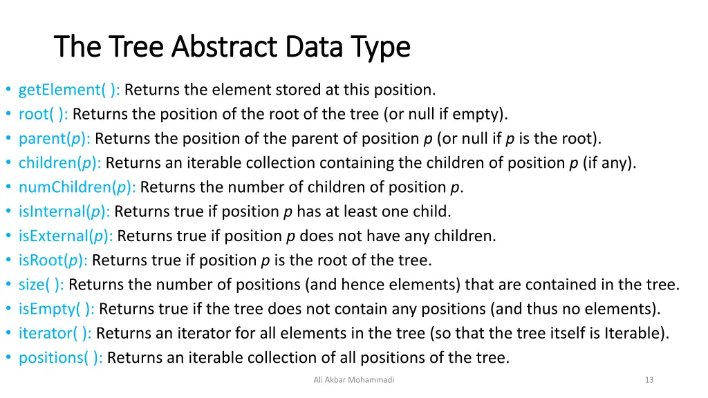 the tree abstract data type the tree abstract