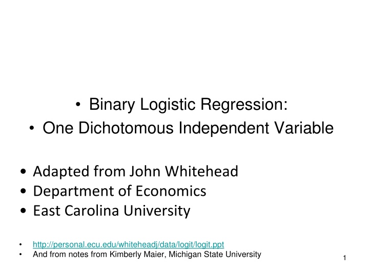 binary logistic regression one dichotomous