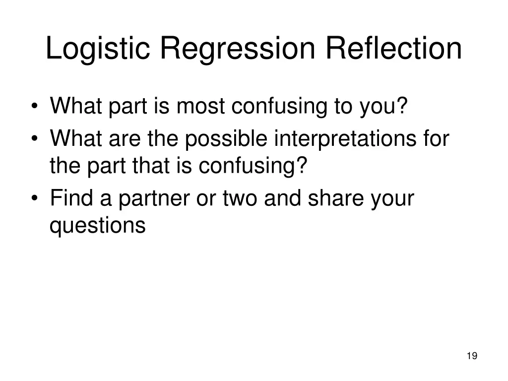 logistic regression reflection