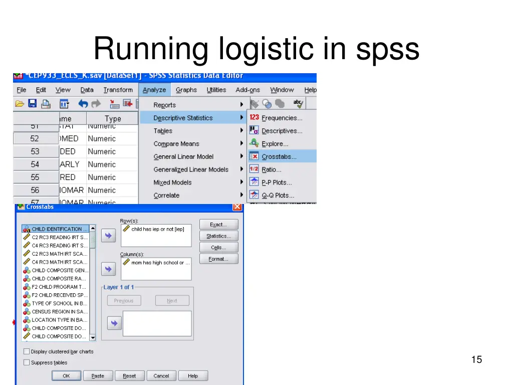 running logistic in spss