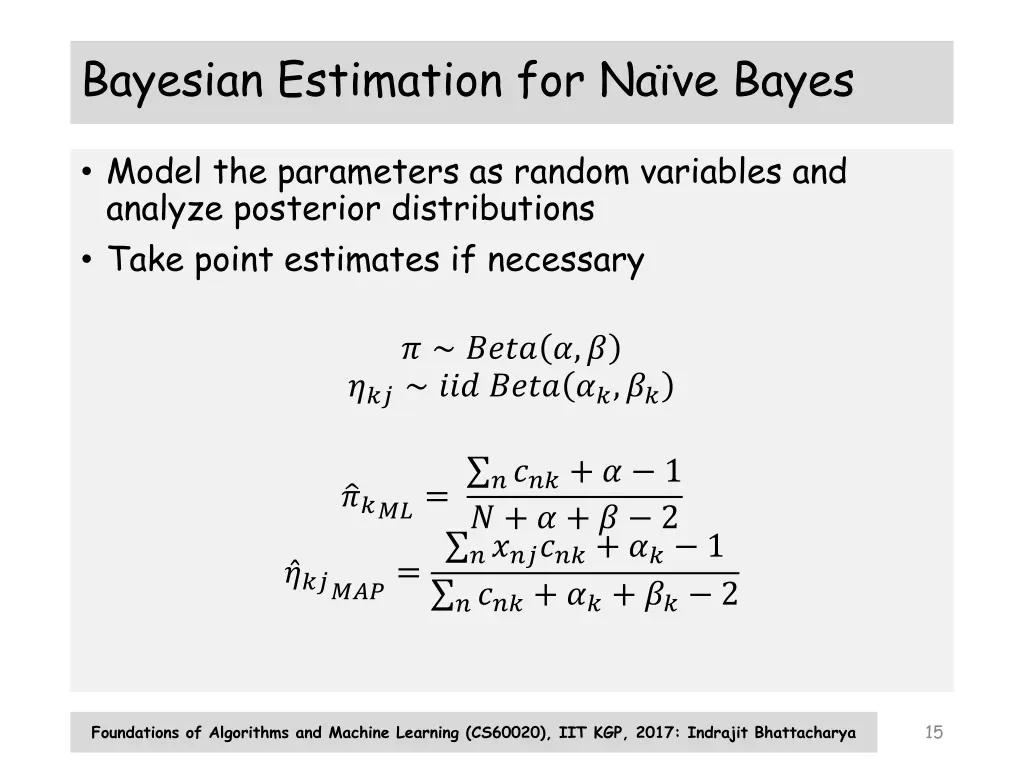 bayesian estimation for na ve bayes