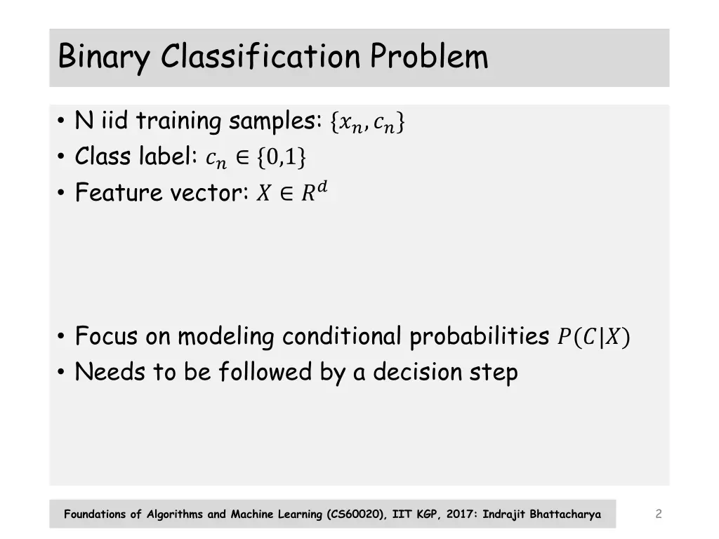 binary classification problem