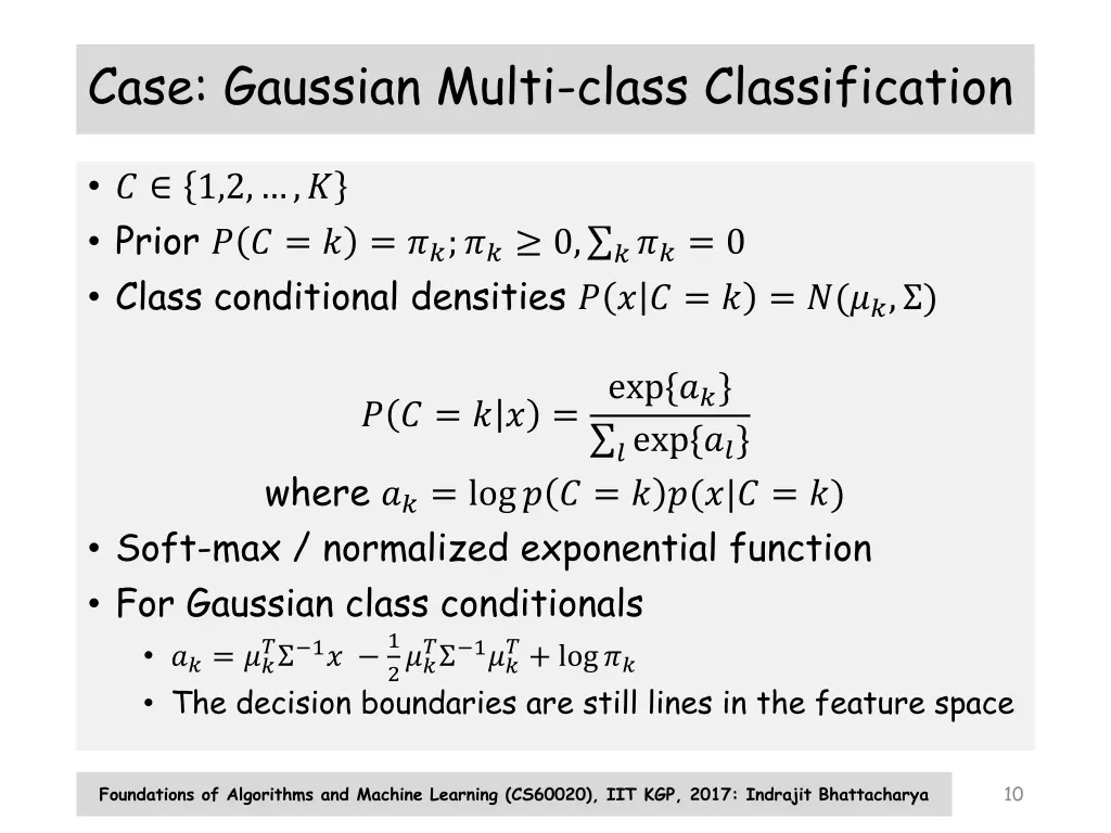 case gaussian multi class classification