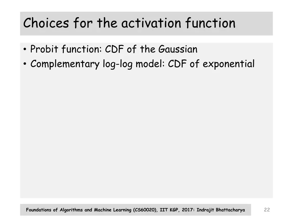 choices for the activation function