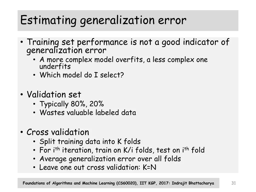 estimating generalization error