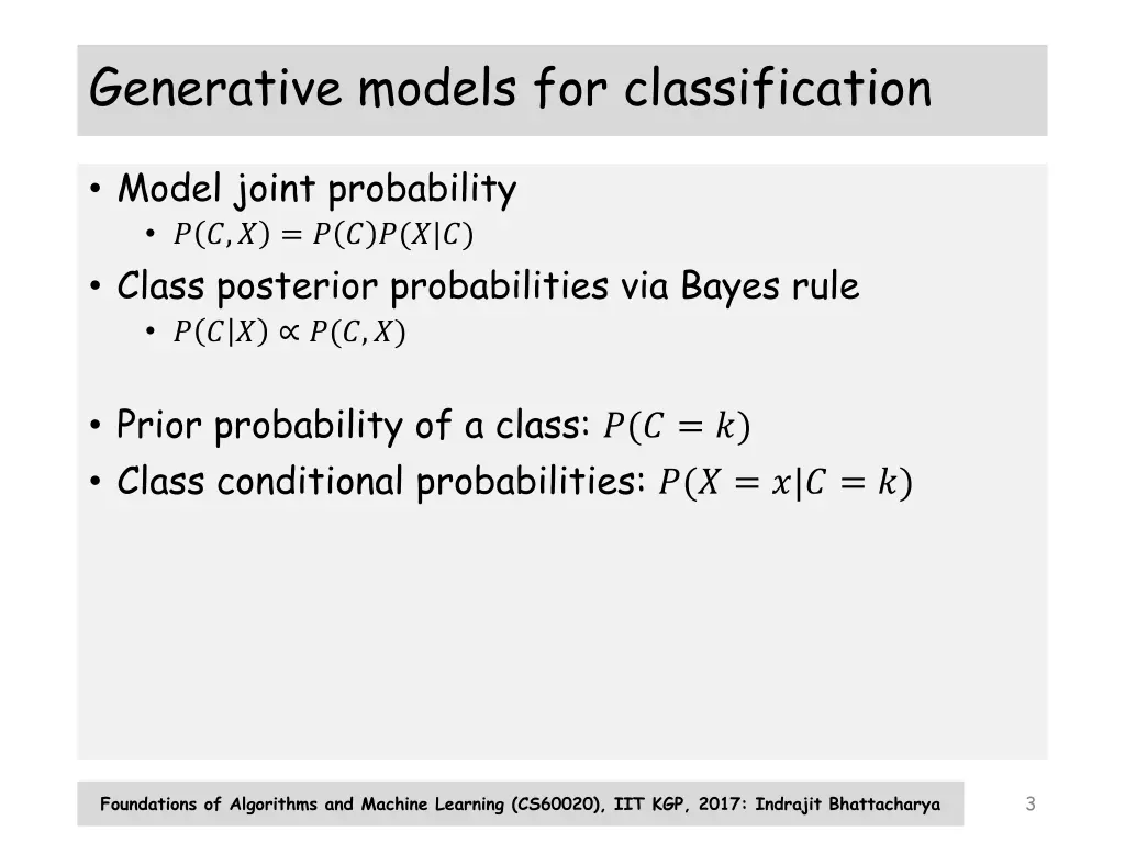 generative models for classification