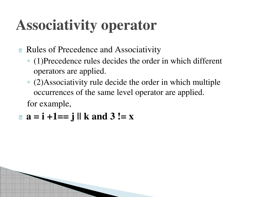 associativity operator