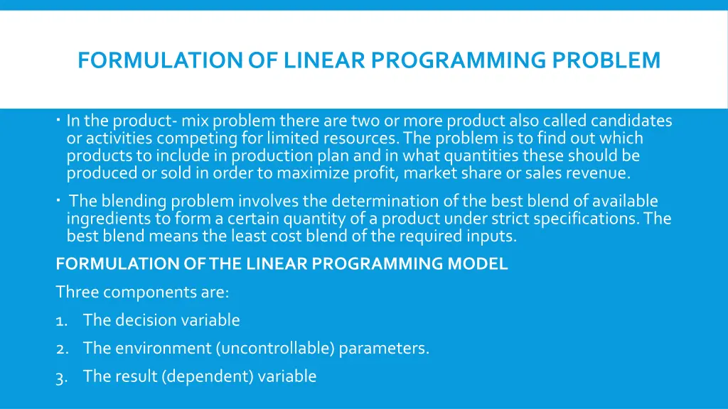 formulation of linear programming problem 1