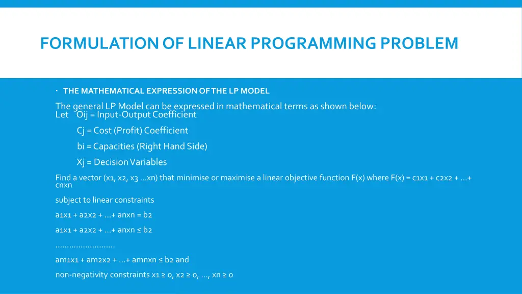 formulation of linear programming problem 4