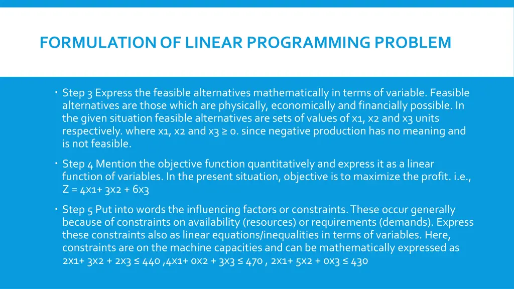 formulation of linear programming problem 7