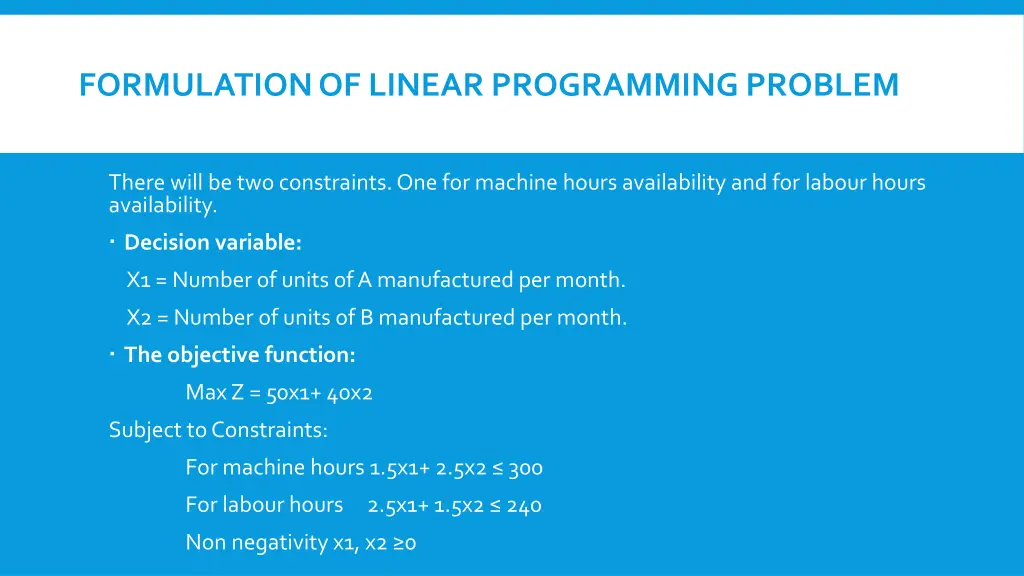 formulation of linear programming problem 9