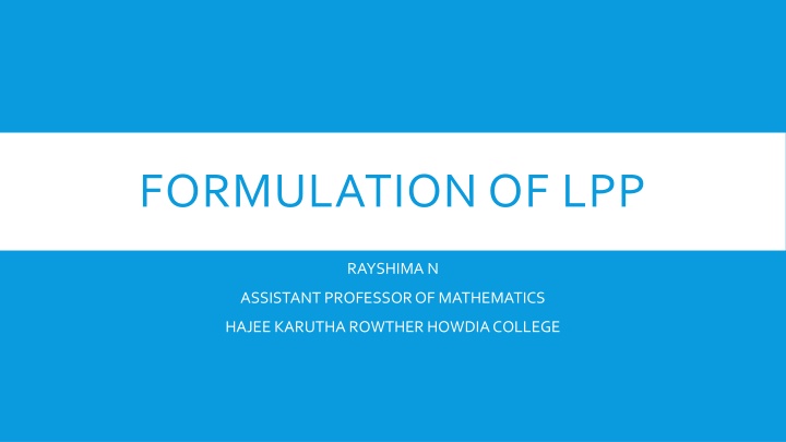 formulation of lpp