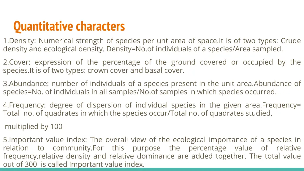 quantitative characters 1 density numerical