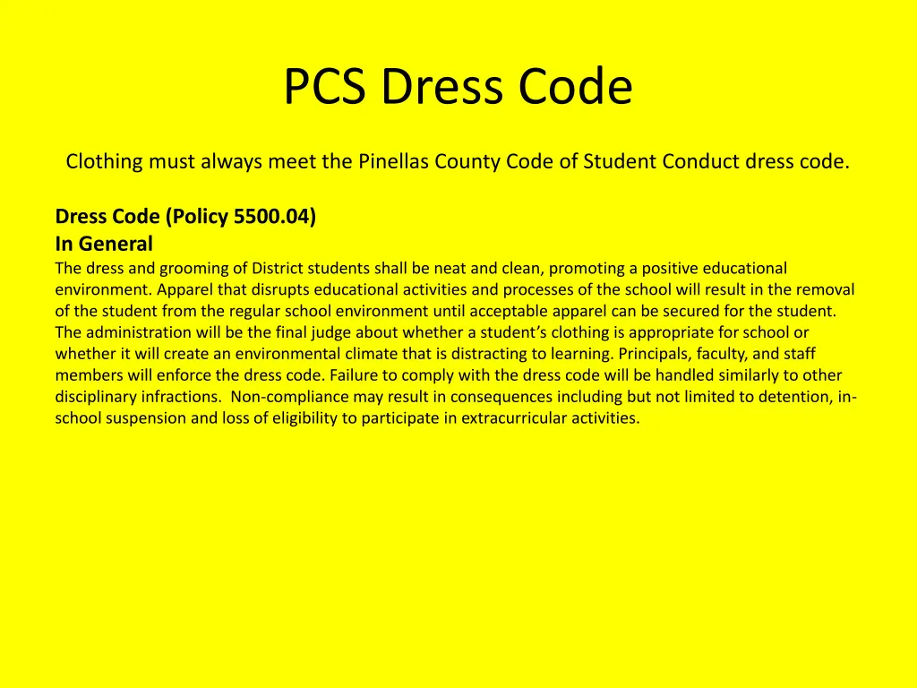 pcs dress code