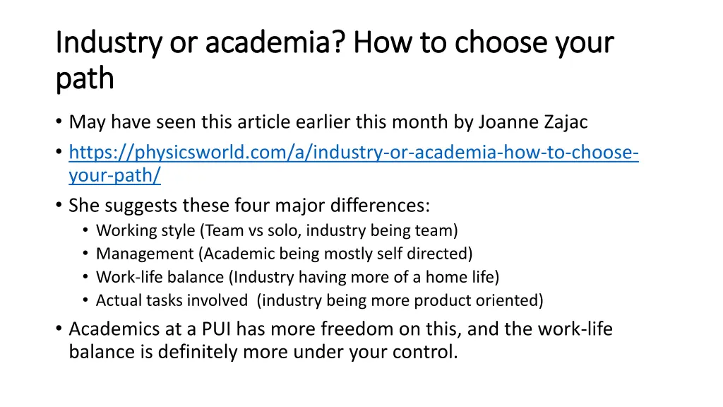 industry or academia how to choose your industry