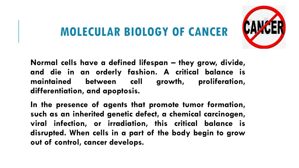 molecular biology of cancer 1