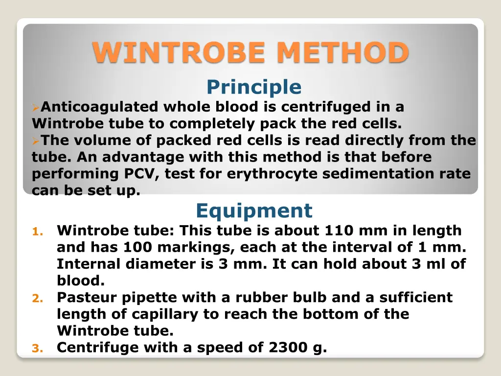 wintrobe method principle anticoagulated whole