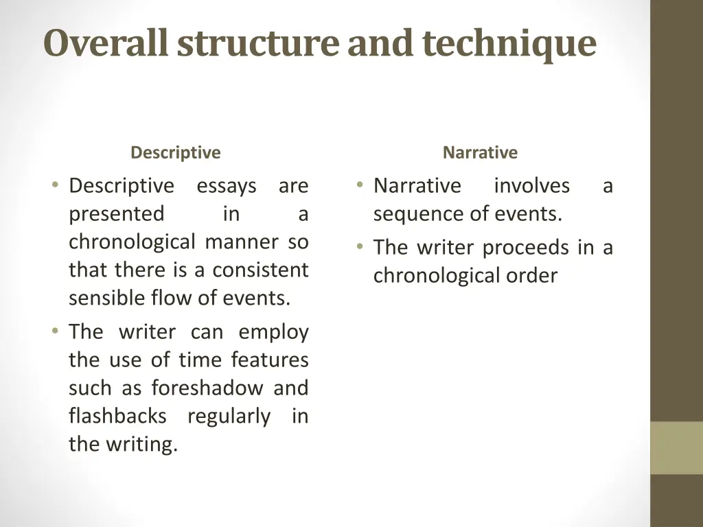 overall structure and technique