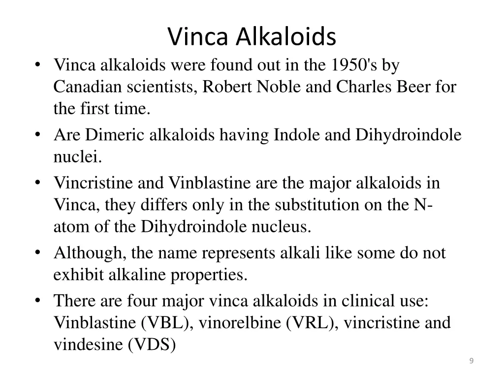 vinca alkaloids