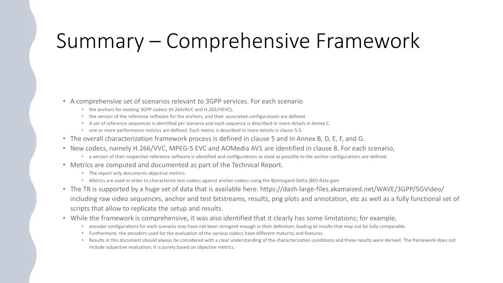 summary comprehensive framework