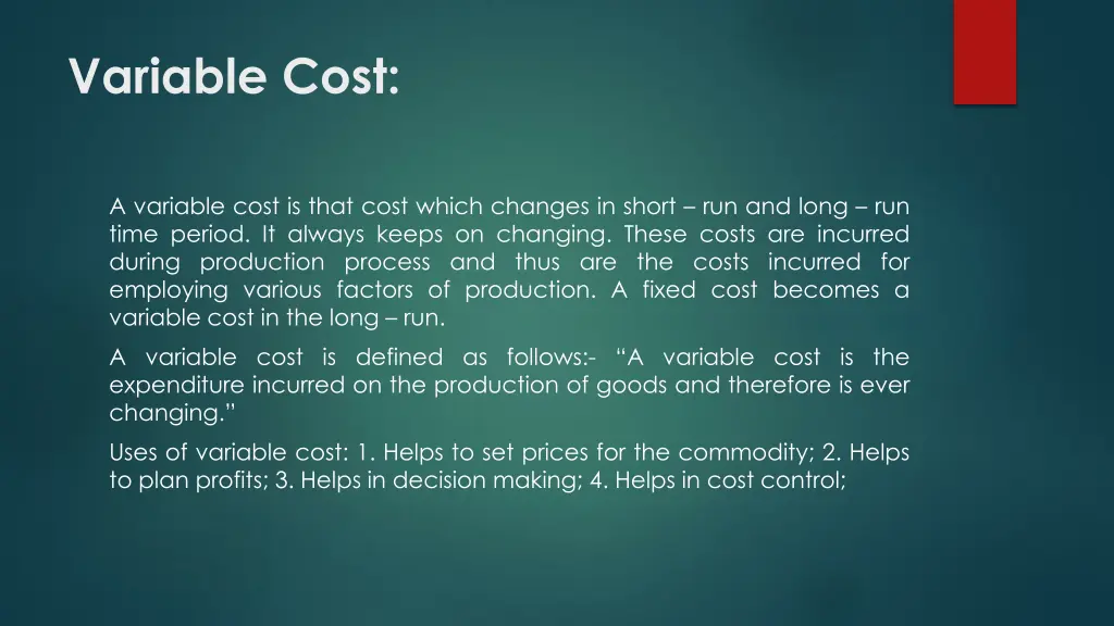 variable cost