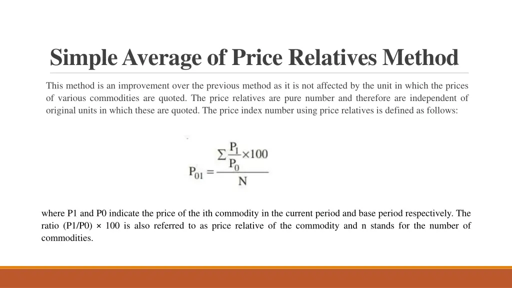 simple average of price relatives method