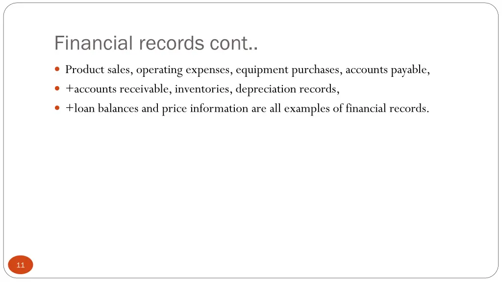 financial records cont