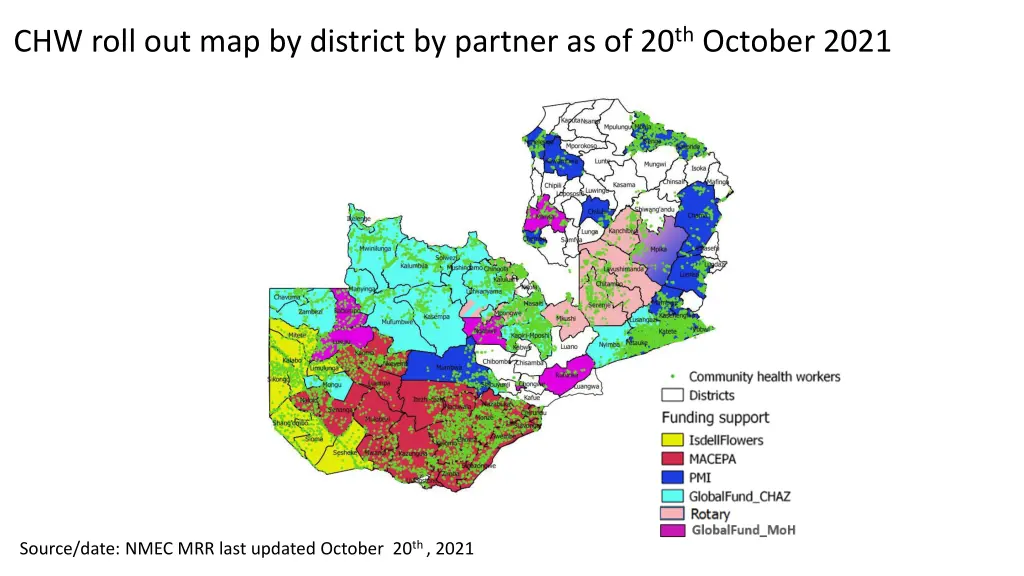 chw roll out map by district by partner