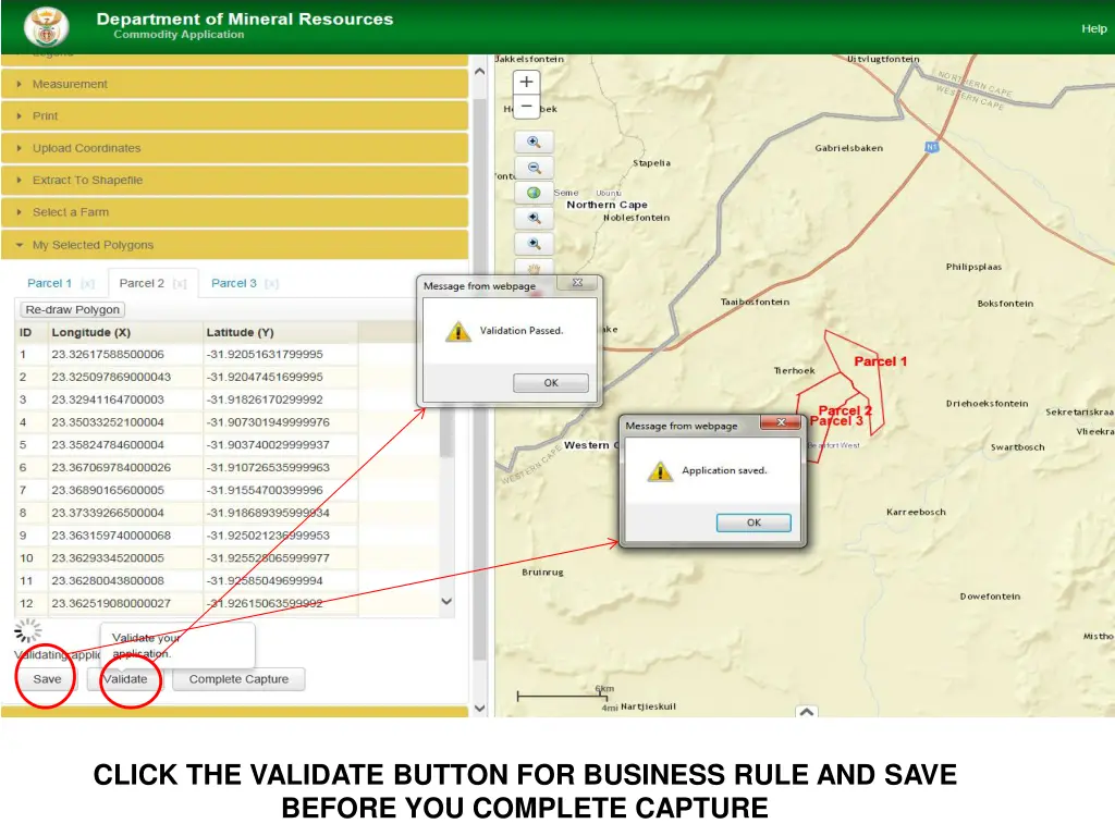 click the validate button for business rule