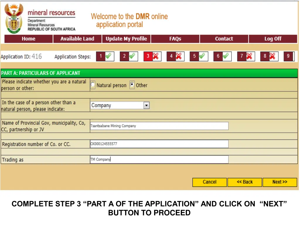 complete step 3 part a of the application