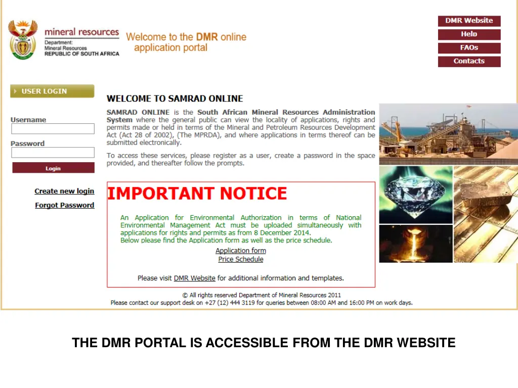 the dmr portal is accessible from the dmr website