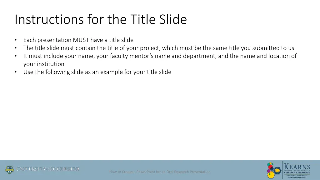 instructions for the title slide