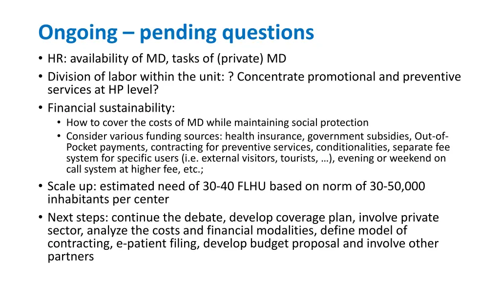 ongoing pending questions hr availability