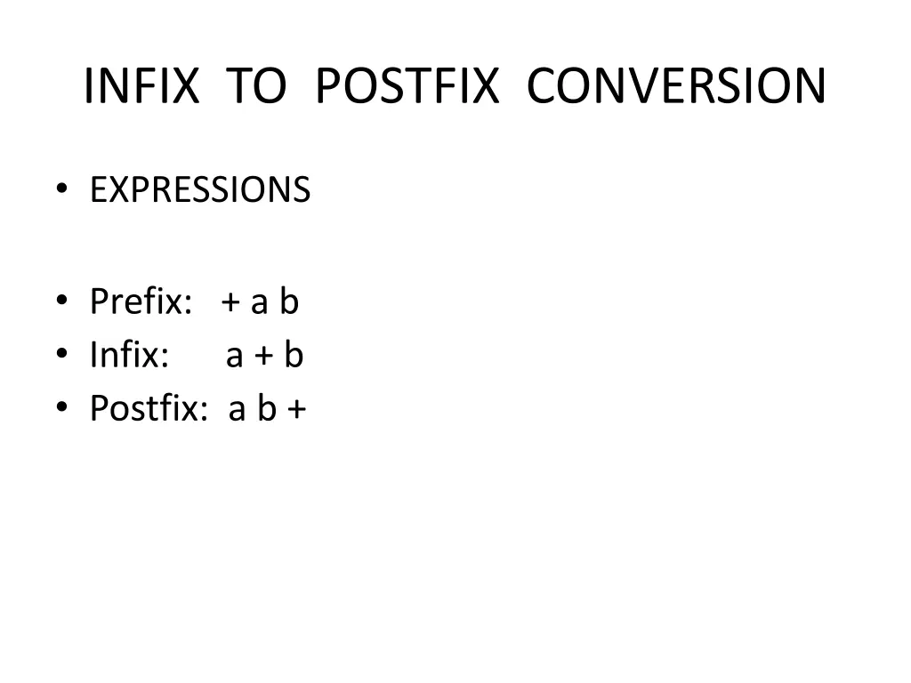 infix to postfix conversion