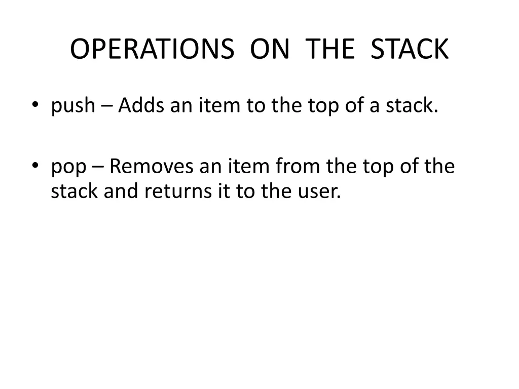 operations on the stack