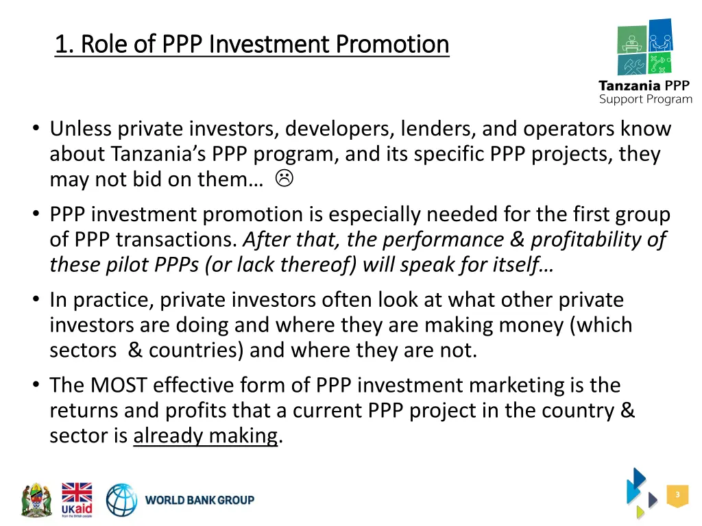 1 role of ppp investment promotion 1 role