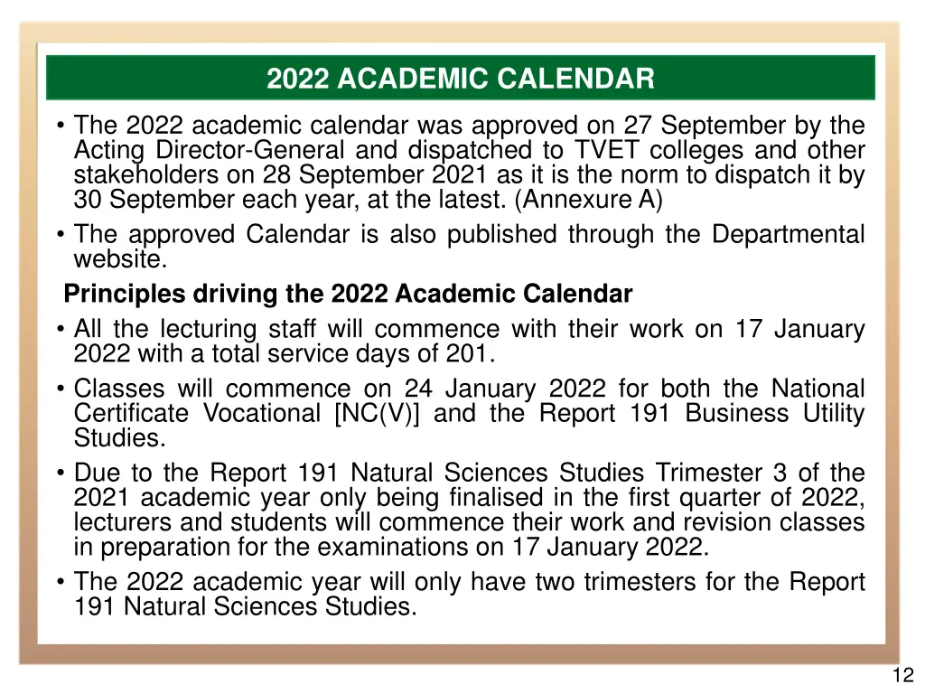 2022 academic calendar