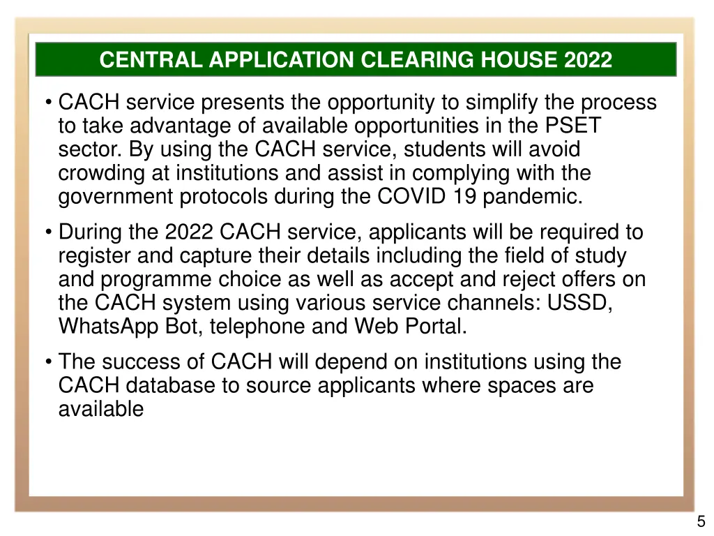 central application clearing house 2022 1