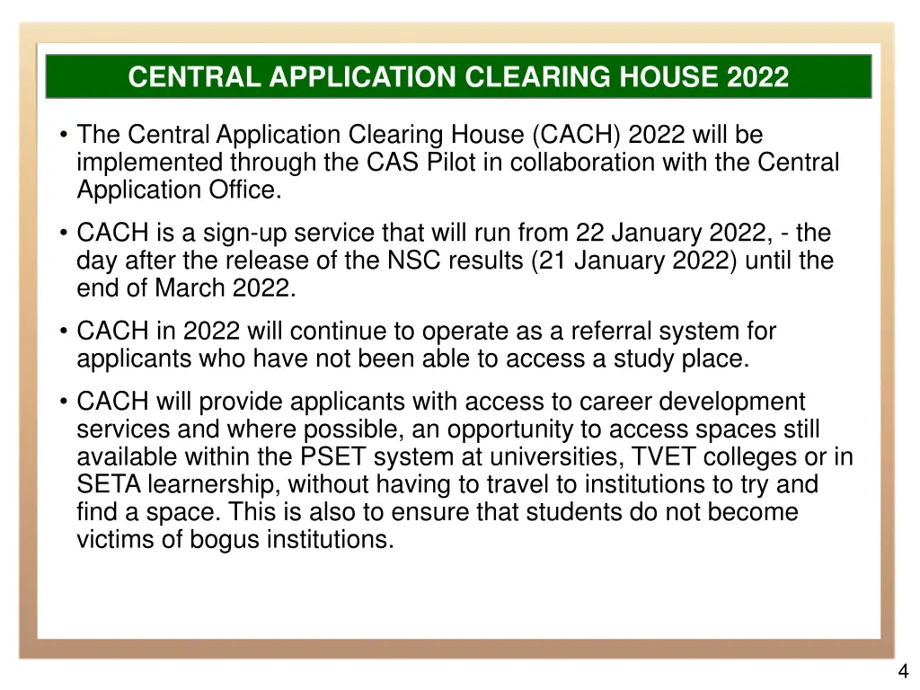 central application clearing house 2022