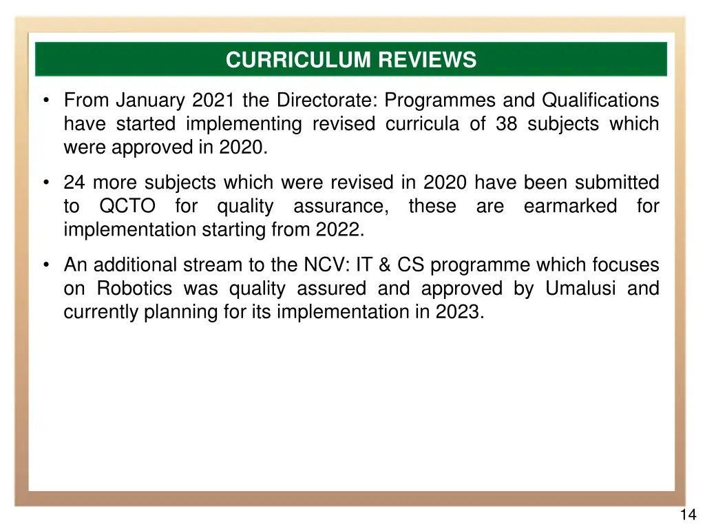 curriculum reviews