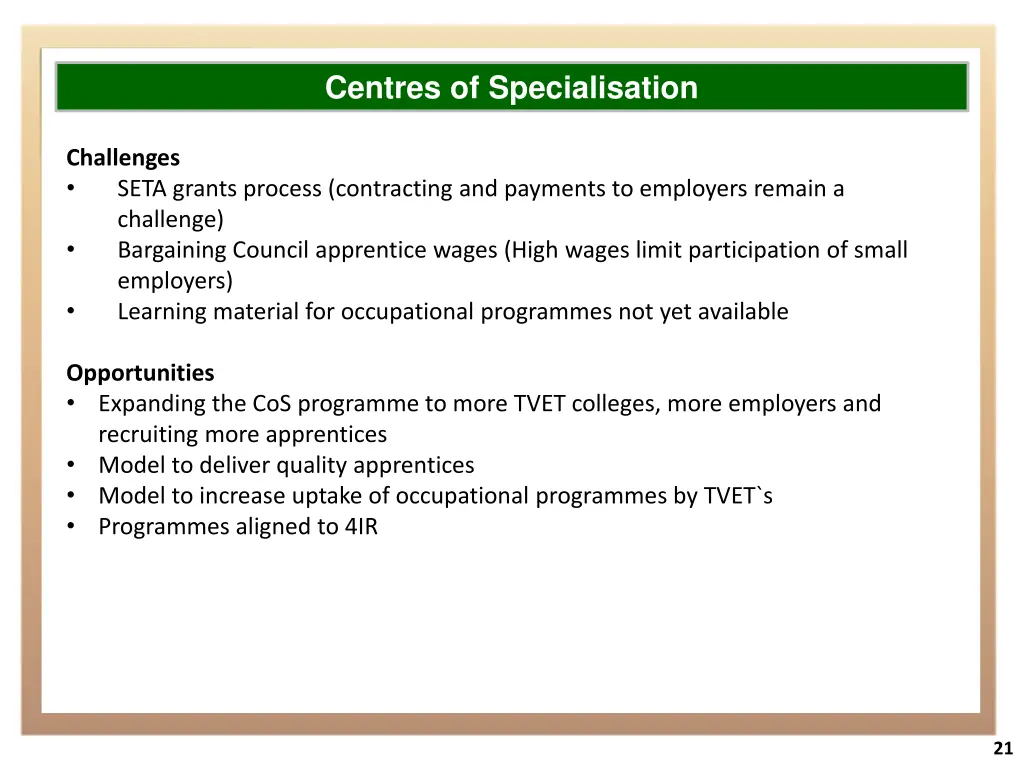 centres of specialisation 1