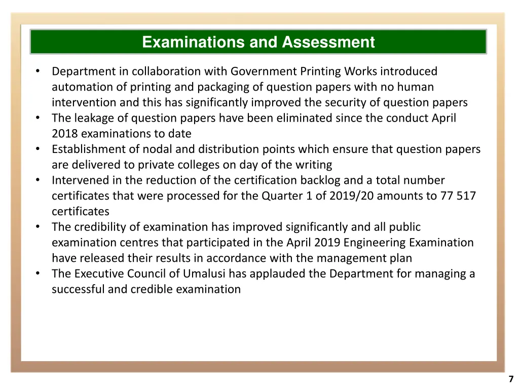 examinations and assessment 1