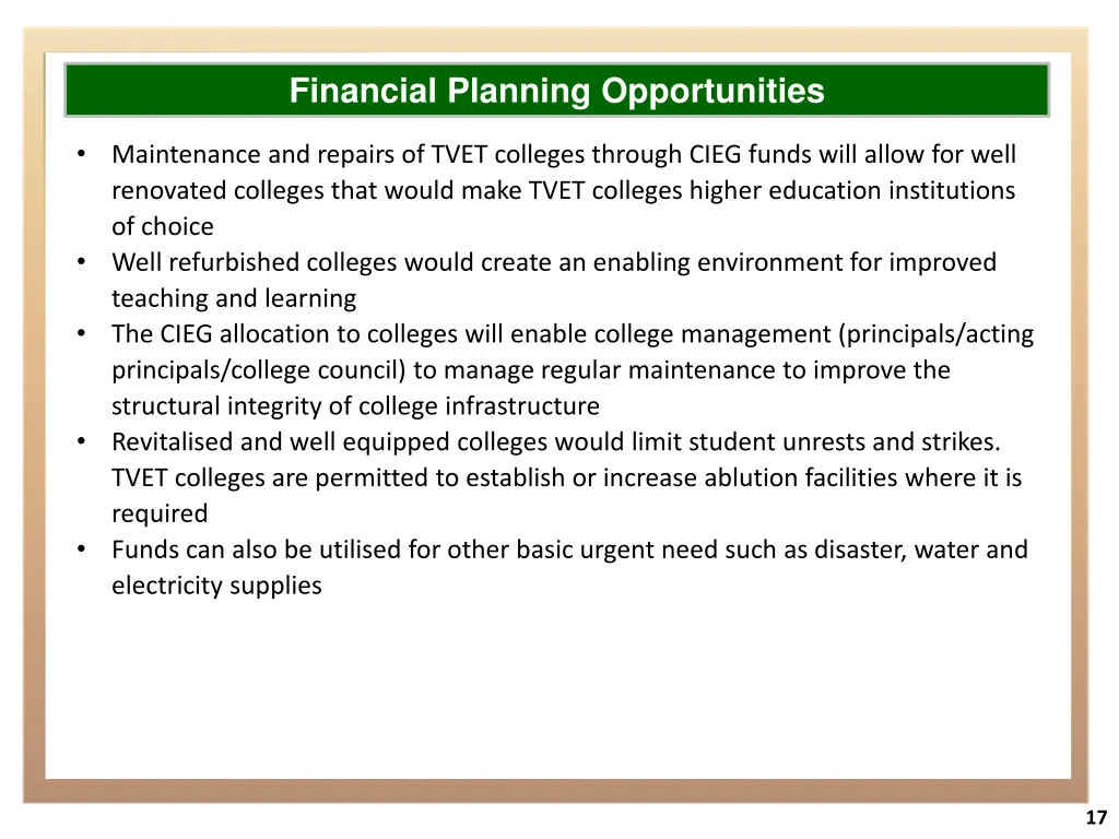 financial planning opportunities