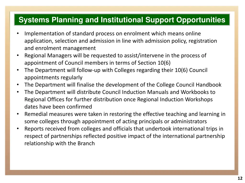 systems planning and institutional support 2