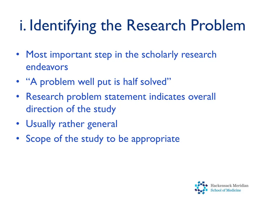 i identifying the research problem