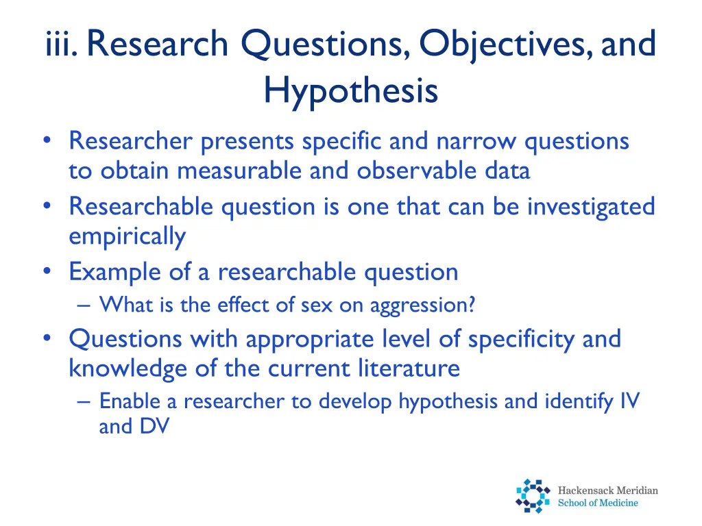 iii research questions objectives and hypothesis