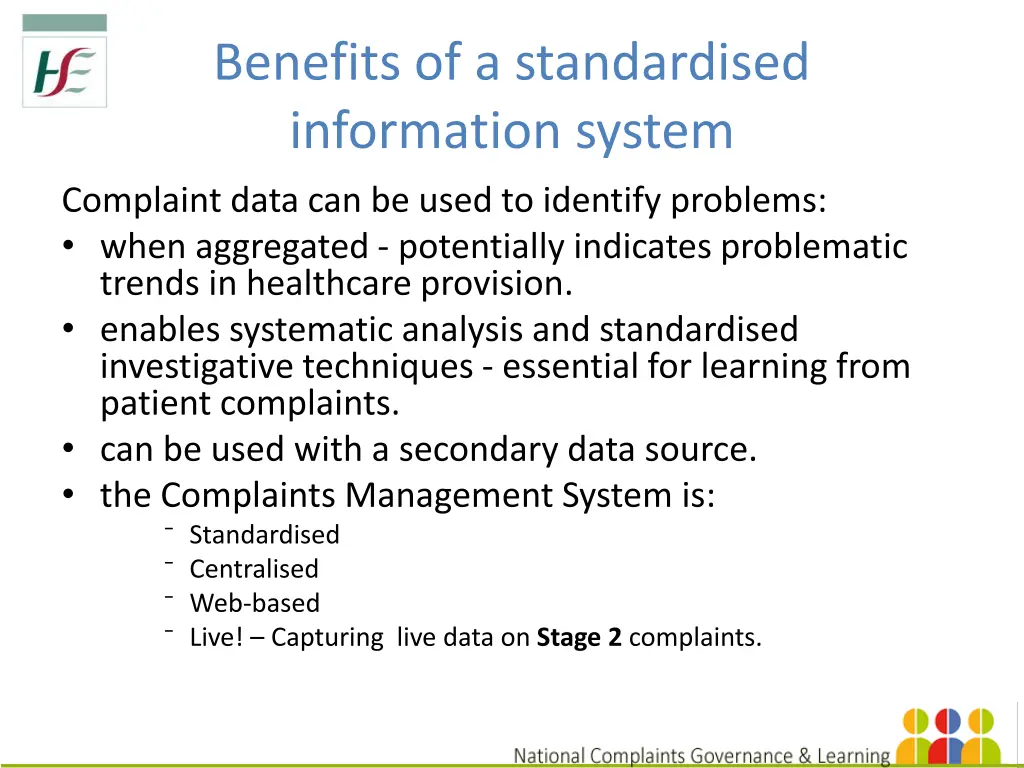 benefits of a standardised information system